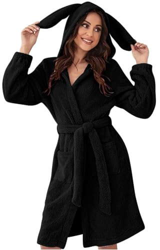 Damen-Bademantel aus Flanell, mit zwei Taschen, weich und warm, doppelseitig, Samt, Schlafanzug, Hausmantel, 380 x, wassermelone, XL