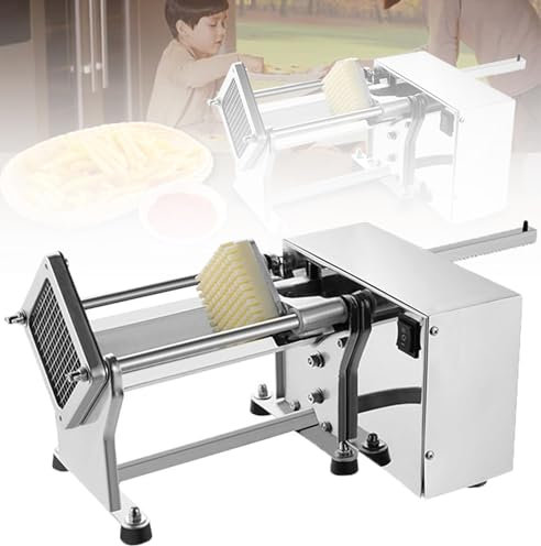 HNBYLMM Electric French Fry Cutter Potato Chip Cutter Machine Stainless Steel Electric Potato Cutter Potato Chipper Chip Cutter for Potatoes, Carrots, Onion, Cucumbers