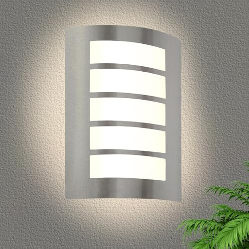 HiBay E27 Lámpara de Pared de Exterior IP44 Acodado ABS Acero Inoxidable Cepillado para Iluminación de Balcón de Casa (sin bombillas)
