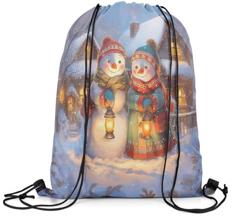 Retro Kordelzugbeutel Schneemann Frohe Weihnachten Schwimmbeutel Personalisiert Kordelzug-Rucksack 36X42Cm Yoga-Tasche Für Wandern Reisen Outdoor