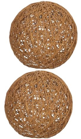 Veemoon 2stücke Ceiling Lamp Rattan Woven Cover Eleganter Kugellampenschirm Für Hängelampe Tischlampe Praktischer Schutz Und Einfache Installation