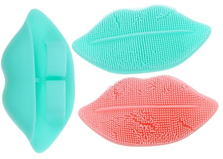 SAFIGLE Silikon Gesichtswaschbürsten und Praktischem Aufbewahrungsdesign und Make Up Entfernung 3 Stück in Lippenform mit Einfacher Trocknung Zufällige Farbe für Sanfte Gesichtsreinigung