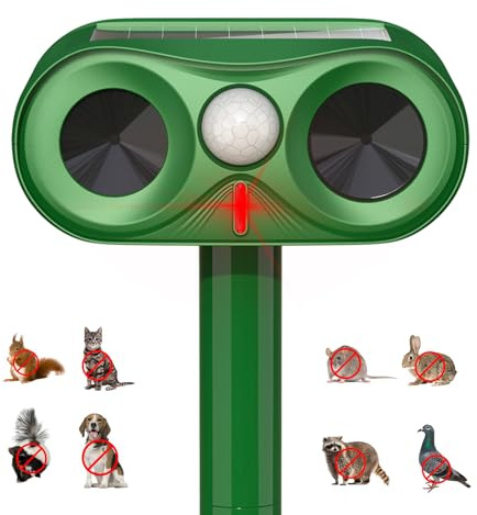Katzenschreck Ultraschall,Upgrade 2025 Katzenabwehr Solar Ultraschall Tiervertreiber,Katzenabwehr Garten mit PIR Bewegungssensor,Katzenschreck für Garten,Wirksam gegen Katzen,Hunde,Mäse,Marder,1 Stück