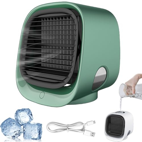 LuftküHler, Tischventilator Mit WasserküHlung, Klimaanlage, Mini Klimaanlage füR Zimmer, Tragbarer KüHlventilator füR Haus, BüRo, Schlafzimmer (grün)