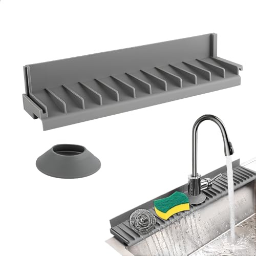 Alfombrilla para Fregadero Silicona Cocina Protector Fregadero Cocina, Silicone Draining Mat Alfombrilla de Grifo Estrecha Alfombrillas Escurreplatos para Proteger Encimera de Cocina y Baño