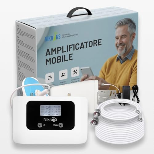 Nikrans Amplificador Señal Movil en Banda 8 (900Mhz) - Repetidor gsm para Casa y Oficina, Cobertura de hasta 300 m² - Repetidor de Señal Celular Compatible con Vodafone, Movistar, Orange etc