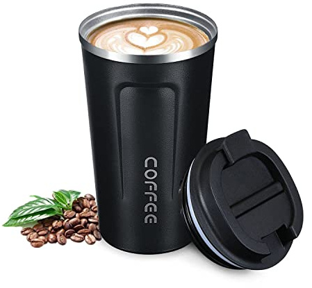 Flintronic Kaffeebecher to go, 380ML Thermobecher Doppelwand Isoliert, Kaffeetasse mit Auslaufsicherem Deckel, Kaffeetasse Thermobecher Isolierbecher,Kaffeebecher Edelstahl Travel Mug für Kaffee e Tee