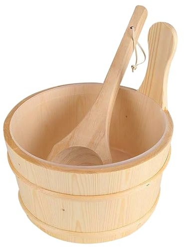 Juego de cubo y cucharón para Sauna, cubo para Sauna de madera de 6L con revestimiento de plástico y cucharón, accesorio de Spa para baños, bañera de hidromasaje, Bu