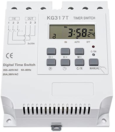Digitale Zeitschaltuhr 25A 380V mit LCD-Display, 30 Programmen/Tag, Stromausfallschutz (6 Monate) – Wochenprogramm-Schaltuhr für Werbung, Beleuchtung, Industrie & Gewerbe