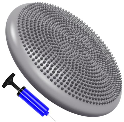 Yoga Balance Board Wobble Cushion Stability Disc with Air Pump Inflatable Anti-Slip Balance Trainer Wobble Pad for Core Strength, Abdominal Training, Physiotherapy, Gym & Yoga Exercise