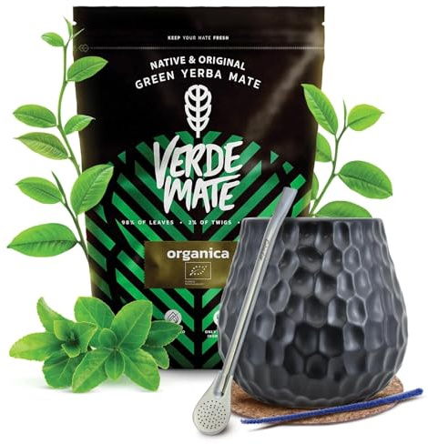 Coffret Yerba Mate BIO Verde Mate Green Organica 500g – Set complet avec tasse, bombilla et accessoires