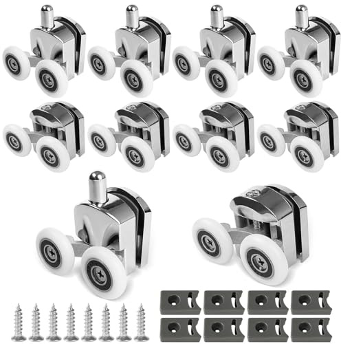 Puleggie di fissaggio per porte doccia, Rulli for porte scorrevoli della doccia, ruote in lega di zinco da 23 mm, curve, confezione 4(8pcs)