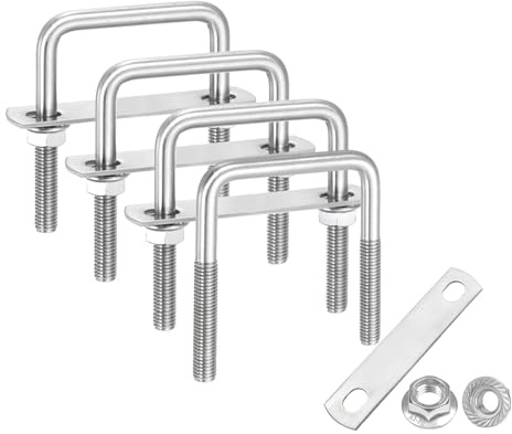 QUARKZMAN 4 Juegos De Pernos U Cuadrados Internos Longitud De 3-1/8 | De 2-3/8 Pulgadas M8, Pulgadas, Pernos U De Acero Inoxidable 304, Con Tuercass, Automóviles, 60mm Ancho X 80mm Largo