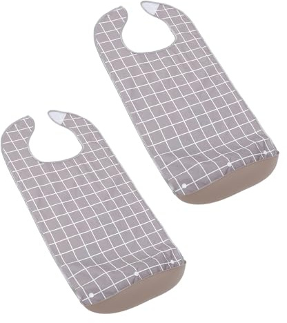 HOMSFOU Bavoirs Imperméables avec Récupérateur de Miettes Détachable Design Couvrant Complet Lot de 2 Facile à Nettoyer Enfiler pour Adultes Seniors pour Repas à Domicile