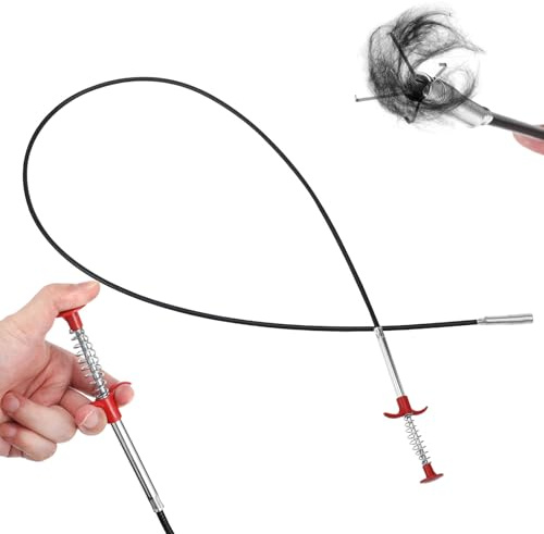 MALUGOGO Palo para Limpiar Desagües de Fregadero 160 Cm Garra de Acero Inoxidable de 4 Garras Flexible y Resistente, Herramienta de Limpieza para Obstrucciones y Destapa Cañerías