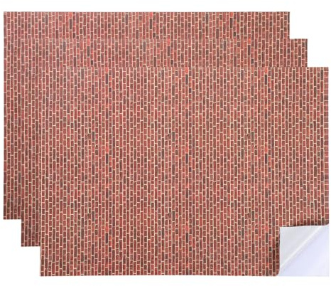 QUARKZMAN 3 Pcs Papel Tapiz para Casa De Muñecas 11.81 1:64 Tejas Autoadhesivas para Techo Tablones De Piso Papel Tapiz Pelar Y Pegar (Rojo Marrón Oscuro)