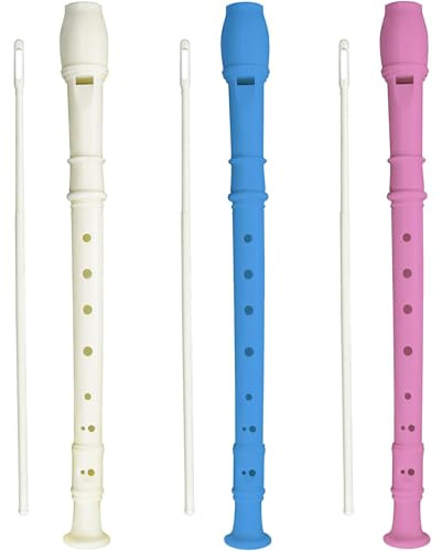 Guijinhao 3 pcs Soprano Recorder Instrument, German Style Fingering Hole Descant Flute with Cleaning Rod and Fingering Chart for Adults Beginners Beginner Graduation or Back to School Gift (C65-3)