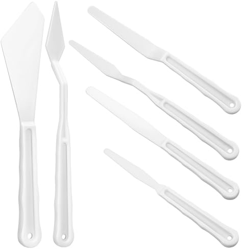 CALLARON Espátulas para Pintar de Plástico Blanco Formas Variadas, Resistente Cobertura Uniforme, Ideales para Técnicas Artísticas y Pintura al Óleo