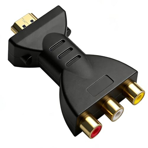 Rivvra HDMI to AV Adapter Converter with Built-in Decoder, HDMI to 3RCA Red Yellow White Video Cable, AV Output for TV Media Player, Composite Video Audio Adapter for Home Entertainment Systems