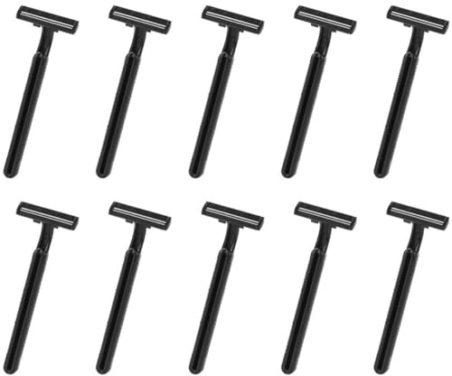 HEALEEP Rasoirs Jetables Sûrs et Efficaces Noirs en Plastique Antidérapants Lot de 10 pour Hommes et Femmes pour L'épilation Dos, des Bras Aisselles