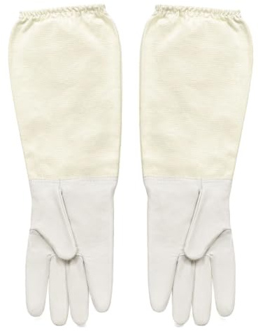 Imkerhandschuhe aus Ziegenleder | Atmungsaktive Mesh-Armhülsen | Elastischer Bund | Unisex für Männer und Frauen dornenfeste handschuhe | Imkerbedarf