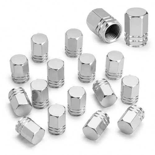 16 pcs Bouchons de Valve Pneu Voiture en Aluminium Universels Anti-Corrosion, Bouchon de Valve Voiture pour Voiture Moto Camion, Bouchon Pneu Voiture Design Moderne étanche et Installation Facile