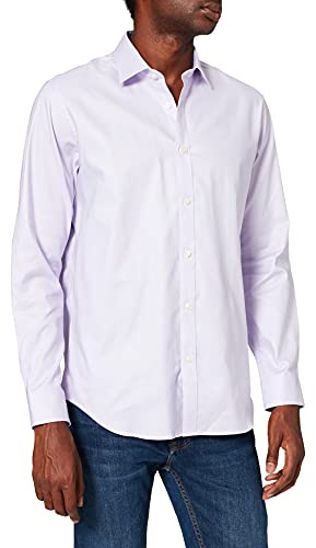 Marchio Amazon - MERAKI Camicia Regular Fit in Cotone a Manica Lunga Uomo, Viola (Lilac), XS, Label: XS