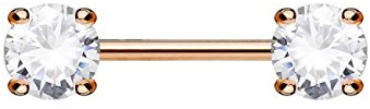 beyoutifulthings Brustwarzen-Piercing 2 Grosse RUNDE ZIRKONIA Brust-Piercing Nippel-Piercing Edelstahl viele Farben Stab 1,6mm 12+mm