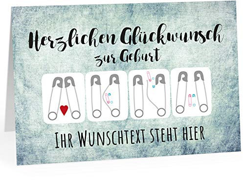 PERSONALISIERTE XXL Grußkarte mit Umschlag - Zur Geburt Zwillinge Junge und Mädchen - Übergroße Klappkarte mit Ihrem Text, anpassbar