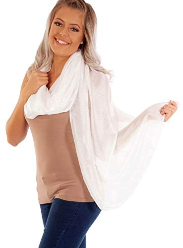 DOLCE ABBRACCIO by RiemTEX ® Schal Damen PRIMA DONNA Stola Tuch aus Wildseide im samtenen Weiss Tücher in 31 Unifarben Halstücher Seidentuch Schals Damen Halstuch Seidenschal (Weiß)