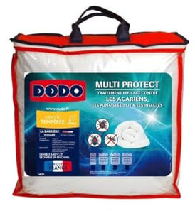DODO - Couette Tempérée Multi Protect 200x200 cm - Convient 2 Personnes - Anti-Acariens et Punaises de Lit - Tissu 100% Polyester - Garnissage 100% Polyester Termolite Lin Protect - Lavable à 40°C