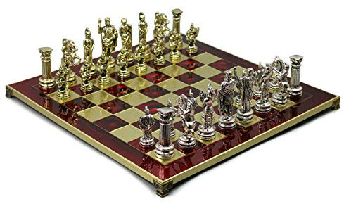 Traditionelles Schachspiel-Set aus Metall und Messing, Schachfiguren aus Nickel, 45,7 cm