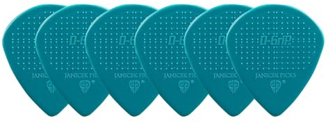 D-Grip Plektrum - Janicek Nylonpicks - Jazz A-kleine Form - 0,88 mm Türkis - 6er Pack - mit rutschfester Struktur-Oberfläche – hergestellt in Tschechien