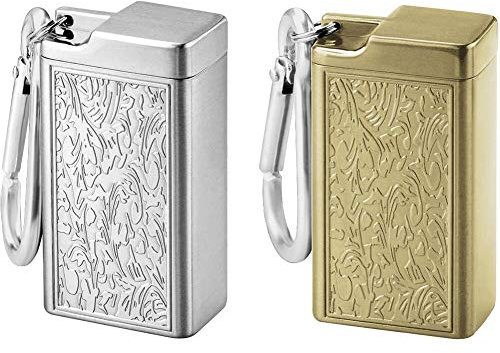 XYDZ Tragbarer Aschenbecher, Tragbarer Aschenbecher Mini mit Deckel und Schlüsselring, Reiseaschenbecher für Unterwegs Geruchsdicht(2 Stück - Gold, Silber)
