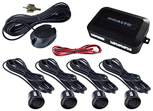 HOALTE Einparkhilfe Set Tonsignal für alle Autotypen mit Ultraschall Sensoren fi 22 mm Rückfahrwarner Rückwärtsparkhilfe Einparkassistent Leichte Montage Akustische Warnung Hinderniserkennung Schwarz