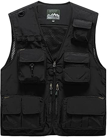 DAIHAN Herr utomhus ärmlös väst fiskarväst multifunktionell väst för fiskare vandring jakt militär jakt och fiskare camping vandring väst fritid jacka, svart, 5XL