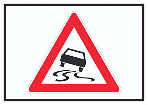 HB-Druck Schild Achtung Schleuder- oder Rutschgefahr Symbol A1 Rückseite selbstklebend