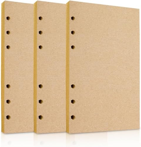 Nachfüllpapier A5 Nachfüllbar 3 Pack Notizpapier 6 Löcher Kraftpapier Nachfüllpapier 135 Blatt Refill Paper Nachfülleinlagen für Agenden Planer Tagebücher Tägliches Tagebuch Skizzen Malen