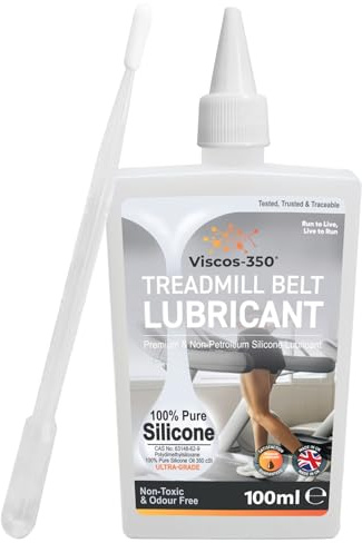 Viscos-350 Premium Treadmill Lubricant 100% Pure Silicone Oil 15cm Long Applicator Inc - Made in UK - 100ml