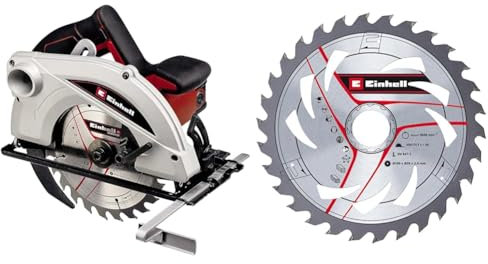 Einhell Scie circulaire à main TC-CS 1410 (1410 W, Ø190 x Ø30 mm, max. 67 mm, couteau diviseur, blocage de la broche, réglage sans outil de la profondeur de coupe et de l'angle d'inclinaison) + Lame