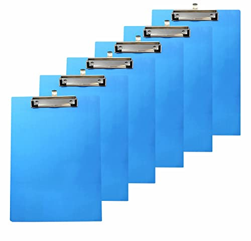 TUKA 6x A4 Porte-bloc en Aluminium, avec Pince, Haute Résistant Planchettes en Aluminium de Haute Qualité, Idéal pour le Travail Quotidien, Clip Planches 6er Pack en Couleur Bleue, TKD8025-blue-6x