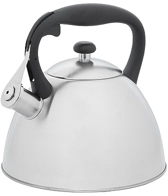 RESTO Bouilloire sifflante 90601 - Bouilloire sifflante - Bouilloire avec fond capsulé multicouche - Bouilloire sifflante 3 litres pour tous feux gris clair mat
