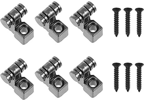 MEISO 6 Stück Vintage Roller Guitar String Guides Tree Saitenniederhalter, Guitar Roller String Trees Retainer String Guides für E-Gitarre Bass mit Schraube (Schwarz)