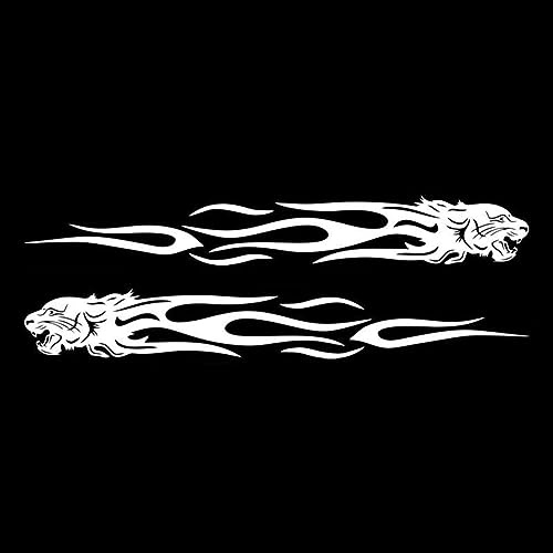2Pcs Reflektierende Auto Streifen Aufkleber, Lustige Auto Zubehör, Drache Flamme Totem Auto Motorrad Kreative Abziehbilder Aufkleber