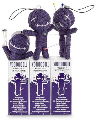Voodoo Puppe Buckelige Verwandtschaft 3er-Pack Voodoo Doll to go Voodoo-Doll imaginäre Strafen für nervige Schwiegereltern und andere Lieblingsmenschen Geschenk im Karton 5 x PRYM Stecknadel