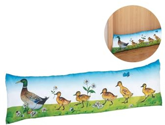 Zugluftstopper für Türen und Fenster, Türstopper mit Klettverschluss zur Befestigung, 90 cm, Enten-Design