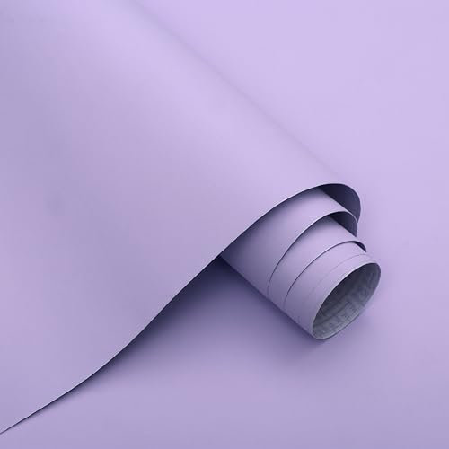 Micpolo Papier peint violet à décoller et à coller pour chambre à coucher, papier peint violet pour armoire, couleur unie, autocollant, amovible, rouleau de vinyle mat, 994 x 40 cm