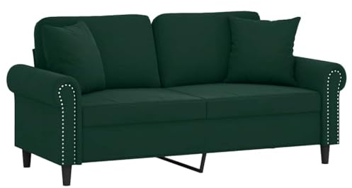 vidaXL 2-sitssoffa med prydnadskuddar mörkgrön 140 cm sammet