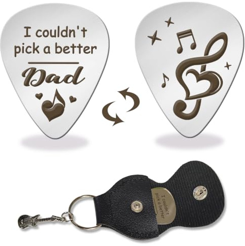 arricraft 1-Teiliges Gitarrenplektrum Aus Edelstahl, I Couldn'T Pick A Better Dad Metal Guitar Plectrums Bass Pick Musikalische Geschenke Mit Halter Für Papa Papa Vater Männer Ihn Vatertag