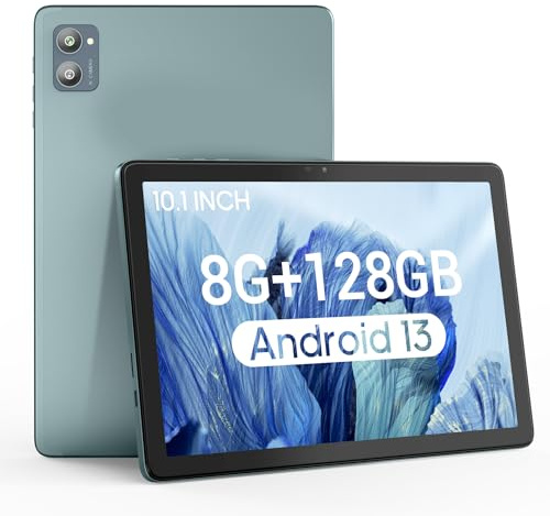 WDYQJE Tablet Android de 10.1 pulgadas, Android 13 tabletas con 128 GB+8 (4 + 4 expandidos) GB, 2.4+5G WiFi Tablet PC con pantalla táctil FHD IPS, cámara dual de 13 MP + 5 MP, altavoces estéreo duales
